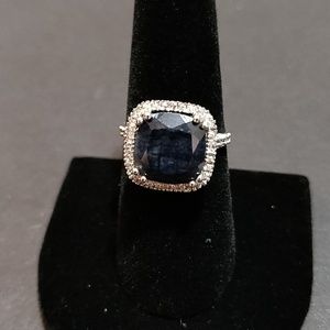 * Black & White CZ Ring .925 Sterling Silver